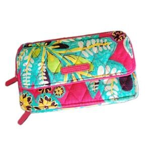 Vera Bradley All In One Crossbody Wallet Pink Multi-color‎ RFID Quilted Floral